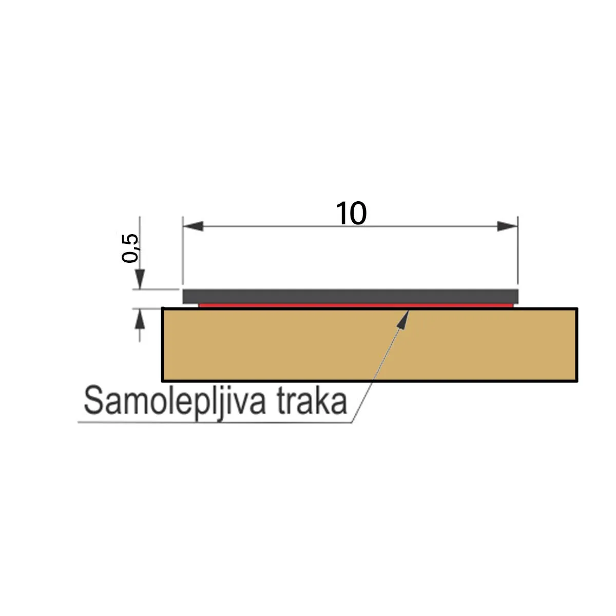 Flah 10x0,5mm dekorativni profil - samolepljivi