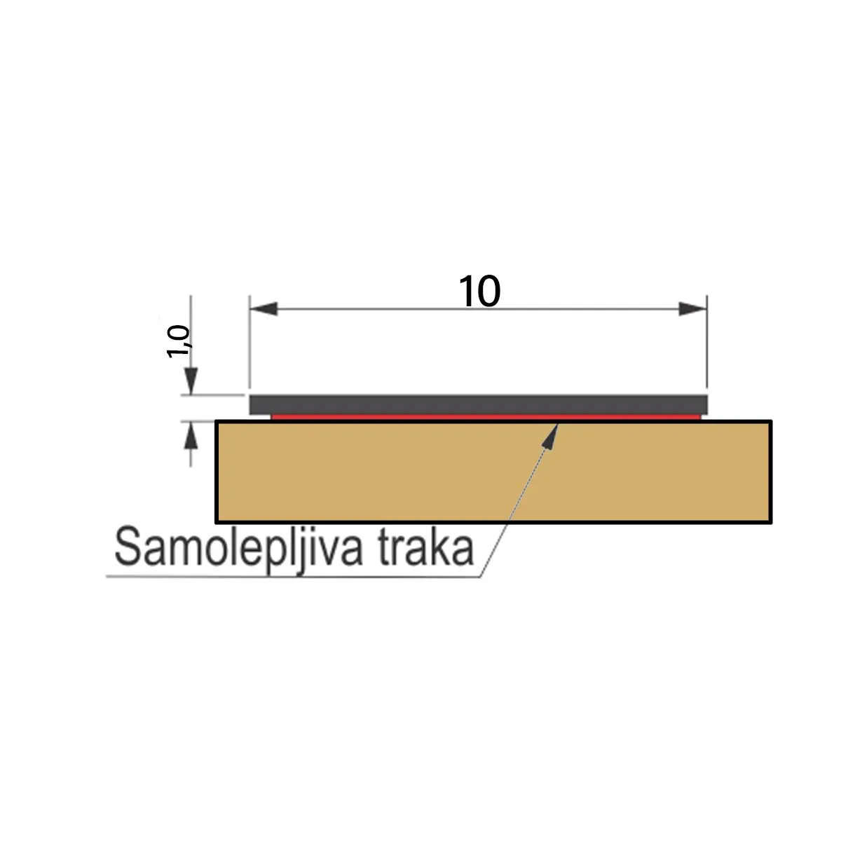 Flah 10x1,0mm dekorativni profil - samolepljivi