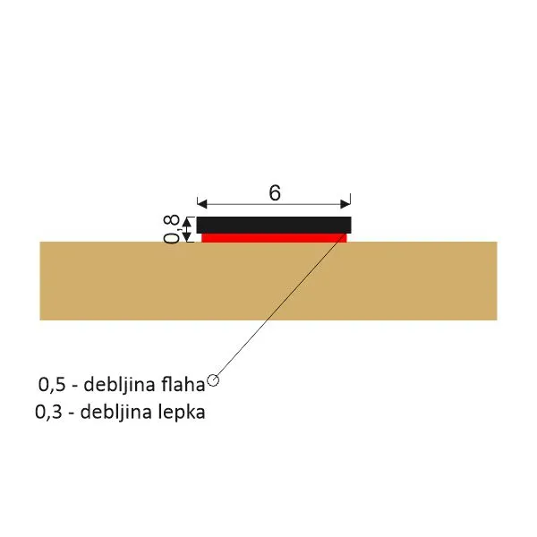 FLAH 6x0,8mm - dekorativni samolepljivi profil - rolna