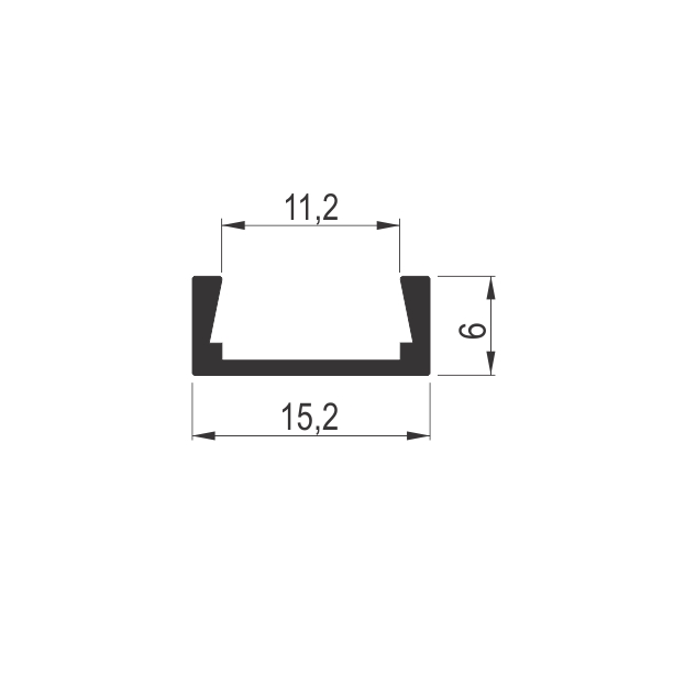 LED N 1506 nadgr. profil L=2m CRNA